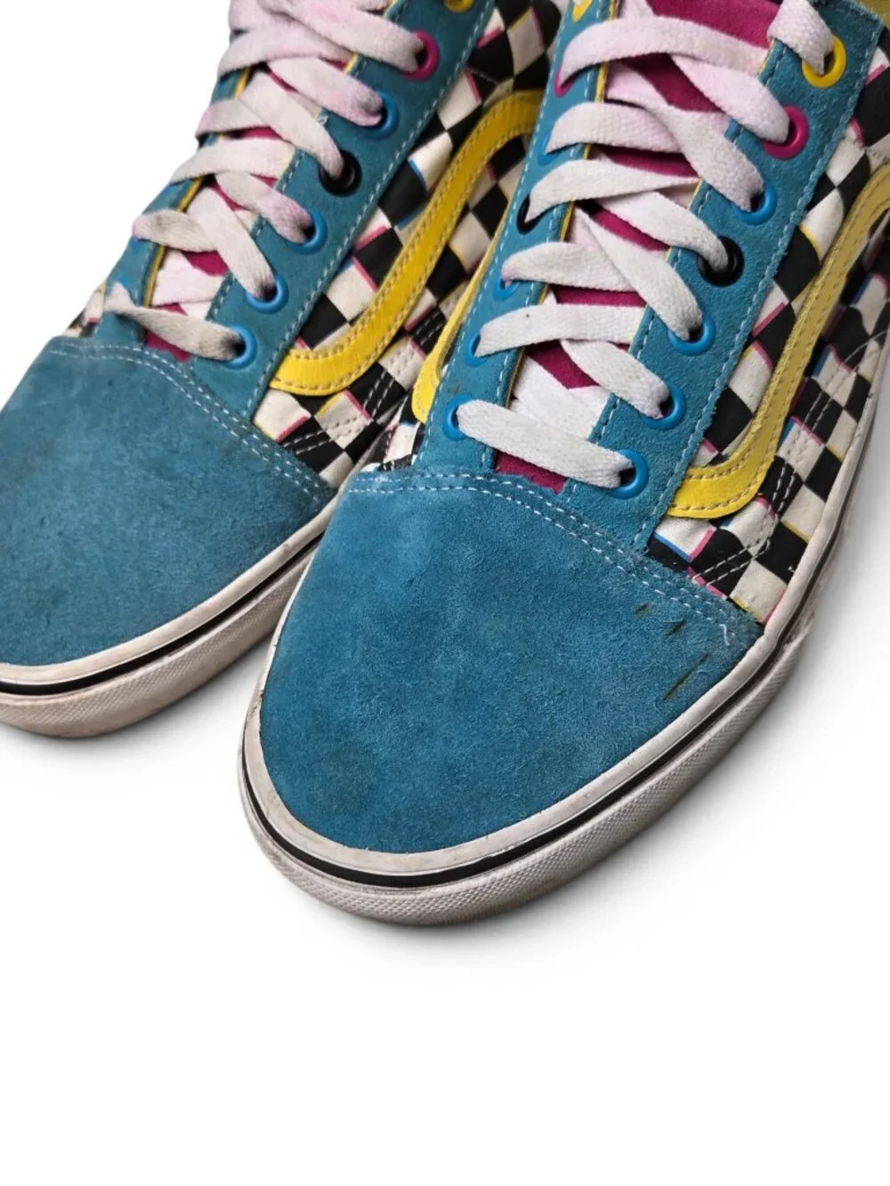 Van Old Skool Crazy Checks Skate Sneakers Mens Blue Suede Low Top Retro 11